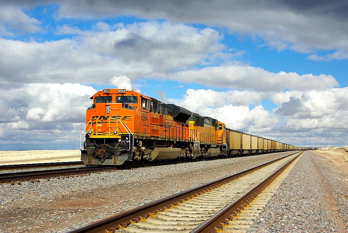 BNSF 8564 is a class EMD SD70ACe and  is pictured in Lucy , New Mexico, USA.  This was taken along the Clovis/BNSF on the BNSF Railway. Photo Copyright: Rick Doughty uploaded to Railroad Gallery on 07/10/2024. This photograph of BNSF 8564 was taken on Wednesday, January 18, 2017. All Rights Reserved. 