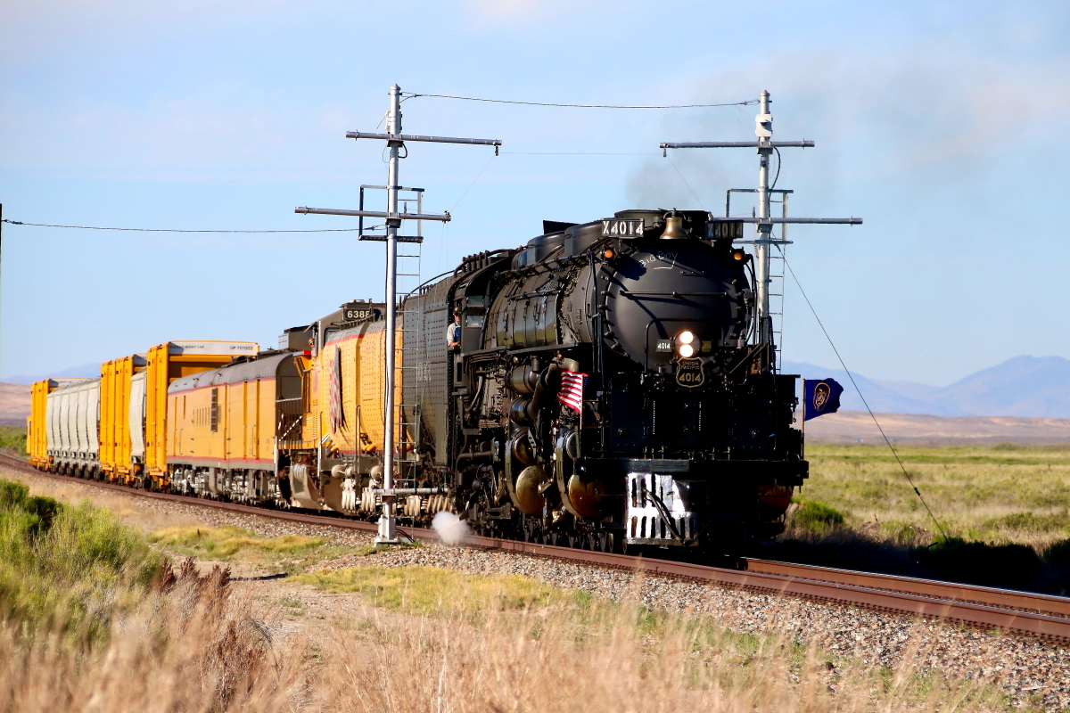 UP 4014 is a class 4-8-8-4 and  is pictured in Halleck, Nevada, USA.  This was taken along the Shafter/UP on the Union Pacific Railroad. Photo Copyright: Rick Doughty uploaded to Railroad Gallery on 07/11/2024. This photograph of UP 4014 was taken on Saturday, July 06, 2024. All Rights Reserved. 