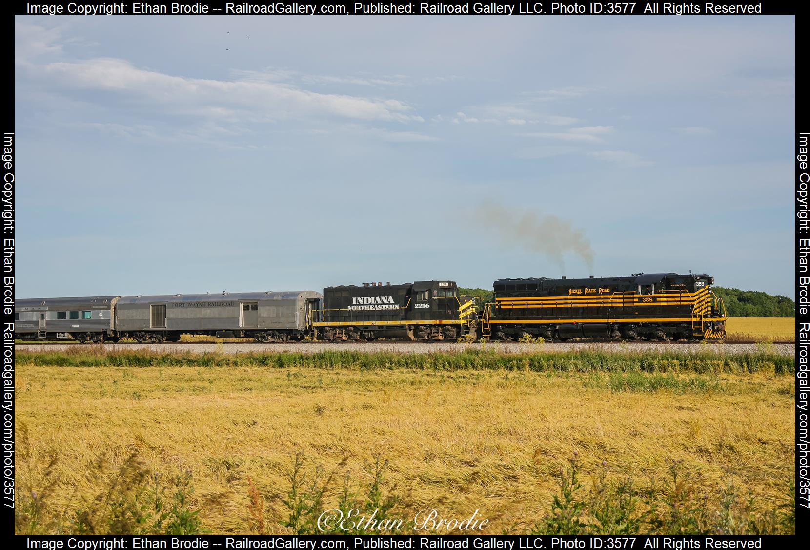 358 is a class SD9 and  is pictured in Edon, Ohio, United States.  This was taken along the N/A on the Nickel Plate Road. Photo Copyright: Ethan Brodie uploaded to Railroad Gallery on 07/12/2024. This photograph of 358 was taken on Saturday, June 15, 2024. All Rights Reserved. 