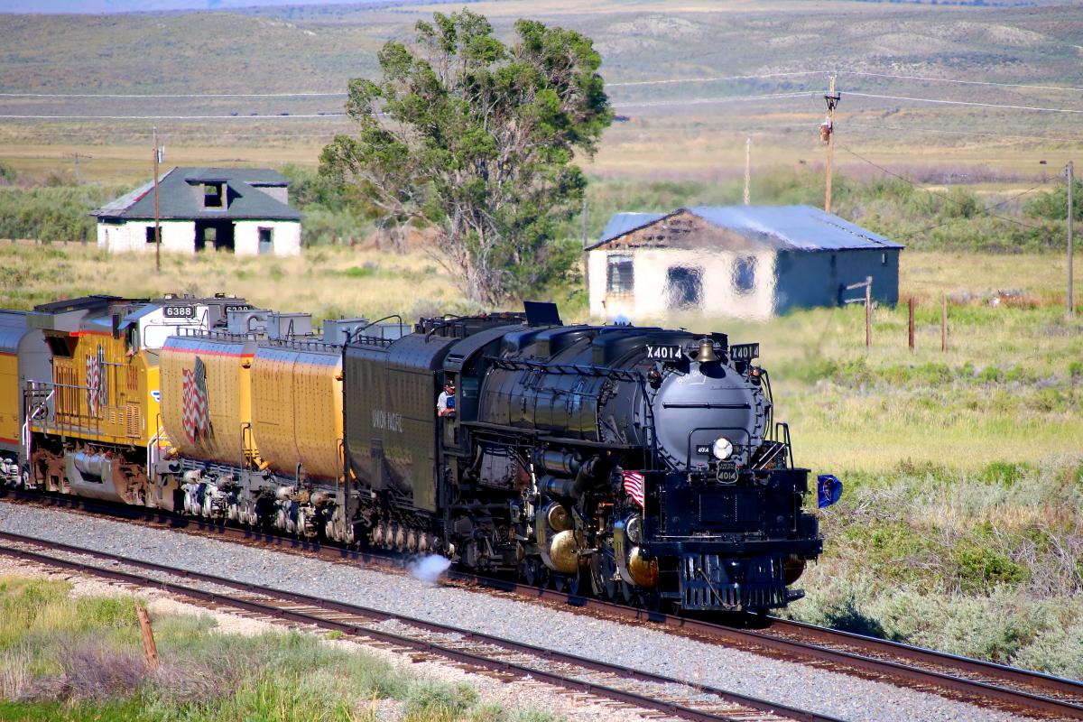 UP 4014 is a class 4-8-8-4 and  is pictured in Deeth, Nevada, USA.  This was taken along the Shafter/UP on the Union Pacific Railroad. Photo Copyright: Rick Doughty uploaded to Railroad Gallery on 07/15/2024. This photograph of UP 4014 was taken on Saturday, July 06, 2024. All Rights Reserved. 