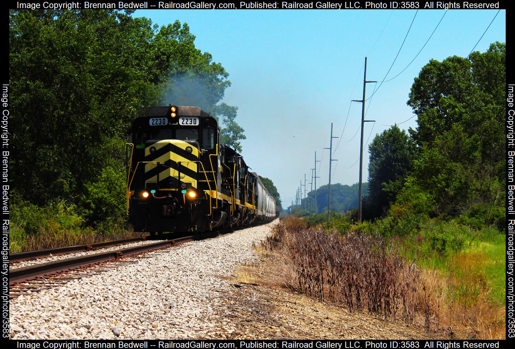 INER 2230 is a class GP30 and  is pictured in Montpelier, Ohio, United States.  This was taken along the INER on the Indiana Northeastern Railroad. Photo Copyright: Brennan Bedwell uploaded to Railroad Gallery on 07/15/2024. This photograph of INER 2230 was taken on Monday, July 15, 2024. All Rights Reserved. 