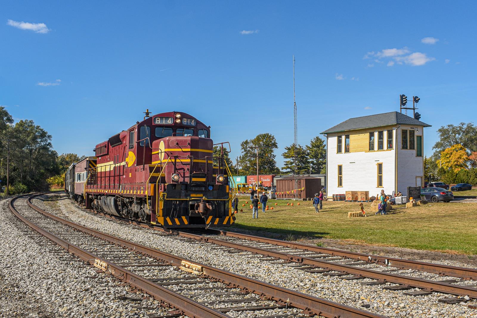 EJ&E 814 is a class EMD SDM and  is pictured in North Judson, Indiana, United States.  This was taken along the Hoosier Valley Railroad on the Duluth Missabe & Iron Range. Photo Copyright: Reed Hamilton uploaded to Railroad Gallery on 12/09/2022. This photograph of EJ&E 814 was taken on Saturday, October 08, 2022. All Rights Reserved. 