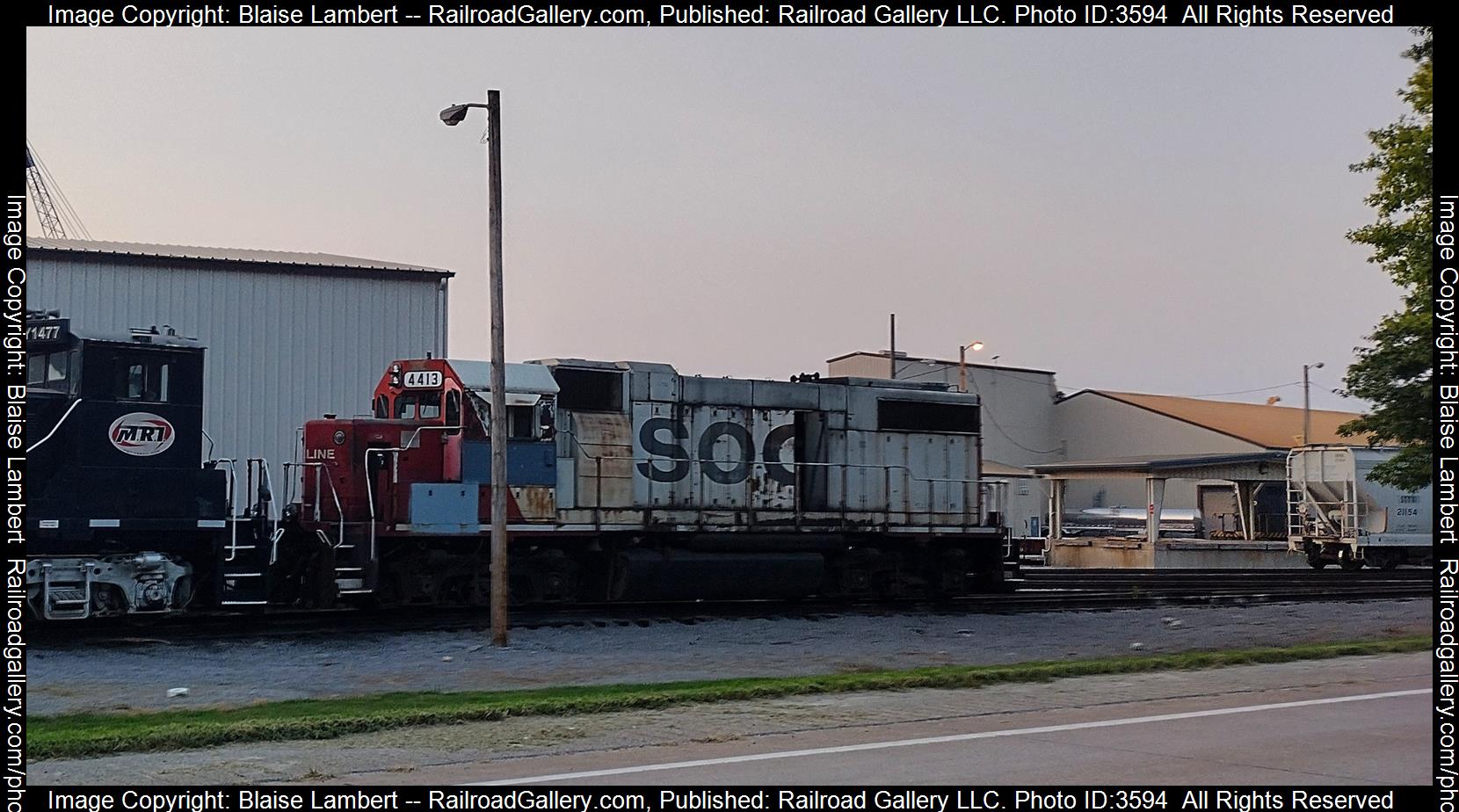 SOO 4413 is a class EMD GP40 and  is pictured in Scott City, Missouri, USA.  This was taken along the SEMO port on the SEMO Port Railroad. Photo Copyright: Blaise Lambert uploaded to Railroad Gallery on 07/19/2024. This photograph of SOO 4413 was taken on Sunday, July 14, 2024. All Rights Reserved. 