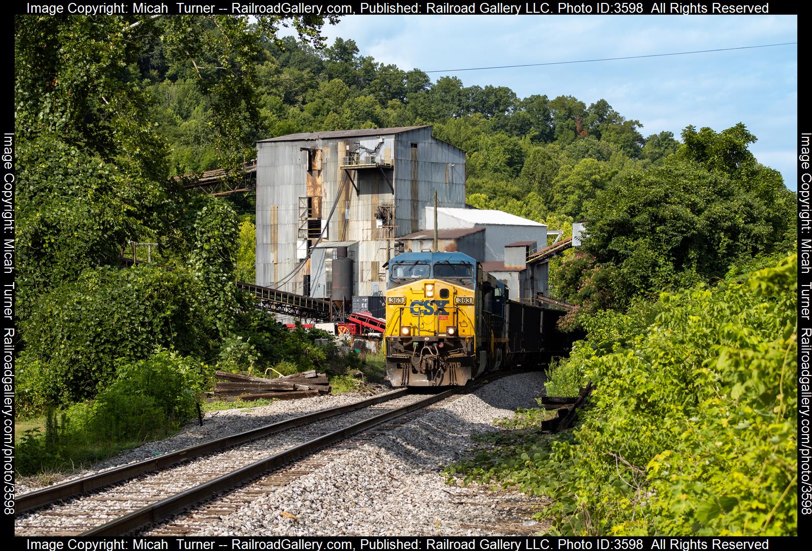 CSXT 363 is a class CW44AC and  is pictured in Totz, Kentucky , USA.  This was taken along the Cumberland Valley Subdivision  on the CSX Transportation. Photo Copyright: Micah  Turner uploaded to Railroad Gallery on 07/22/2024. This photograph of CSXT 363 was taken on Sunday, July 21, 2024. All Rights Reserved. 