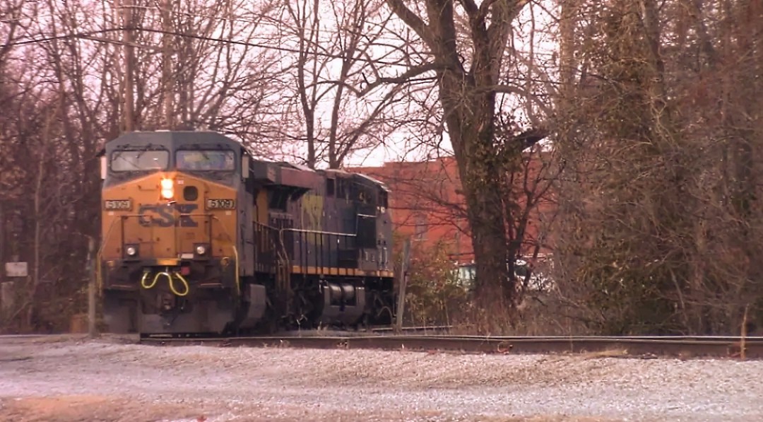 CSX 5109 is a class GE AC4400CW and  is pictured in Olney, Illinois, USA.  This was taken along the CSX Illinois subdivision on the CSX Transportation. Photo Copyright: Blaise Lambert uploaded to Railroad Gallery on 07/23/2024. This photograph of CSX 5109 was taken on Saturday, December 09, 2023. All Rights Reserved. 