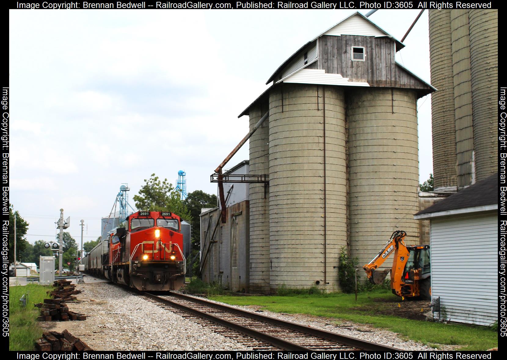 CN 2691 is a class C44-9W and  is pictured in Oblong, Illinois, United States.  This was taken along the Indianapolis Subdivision on the Indiana Rail Road. Photo Copyright: Brennan Bedwell uploaded to Railroad Gallery on 07/27/2024. This photograph of CN 2691 was taken on Friday, July 26, 2024. All Rights Reserved. 