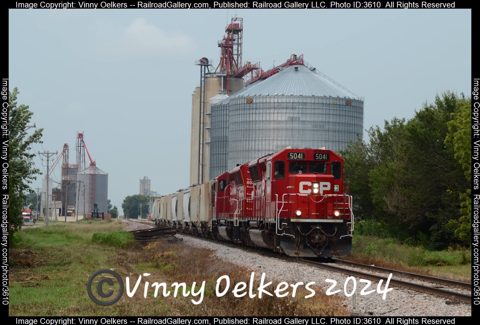 CP 5041 is a class SD30ECO  and  is pictured in Spencer, IA, United States.  This was taken along the Sheldon Subdivision  on the Canadian Pacific Railway. Photo Copyright: Vinny Oelkers uploaded to Railroad Gallery on 07/29/2024. This photograph of CP 5041 was taken on Wednesday, July 24, 2024. All Rights Reserved. 