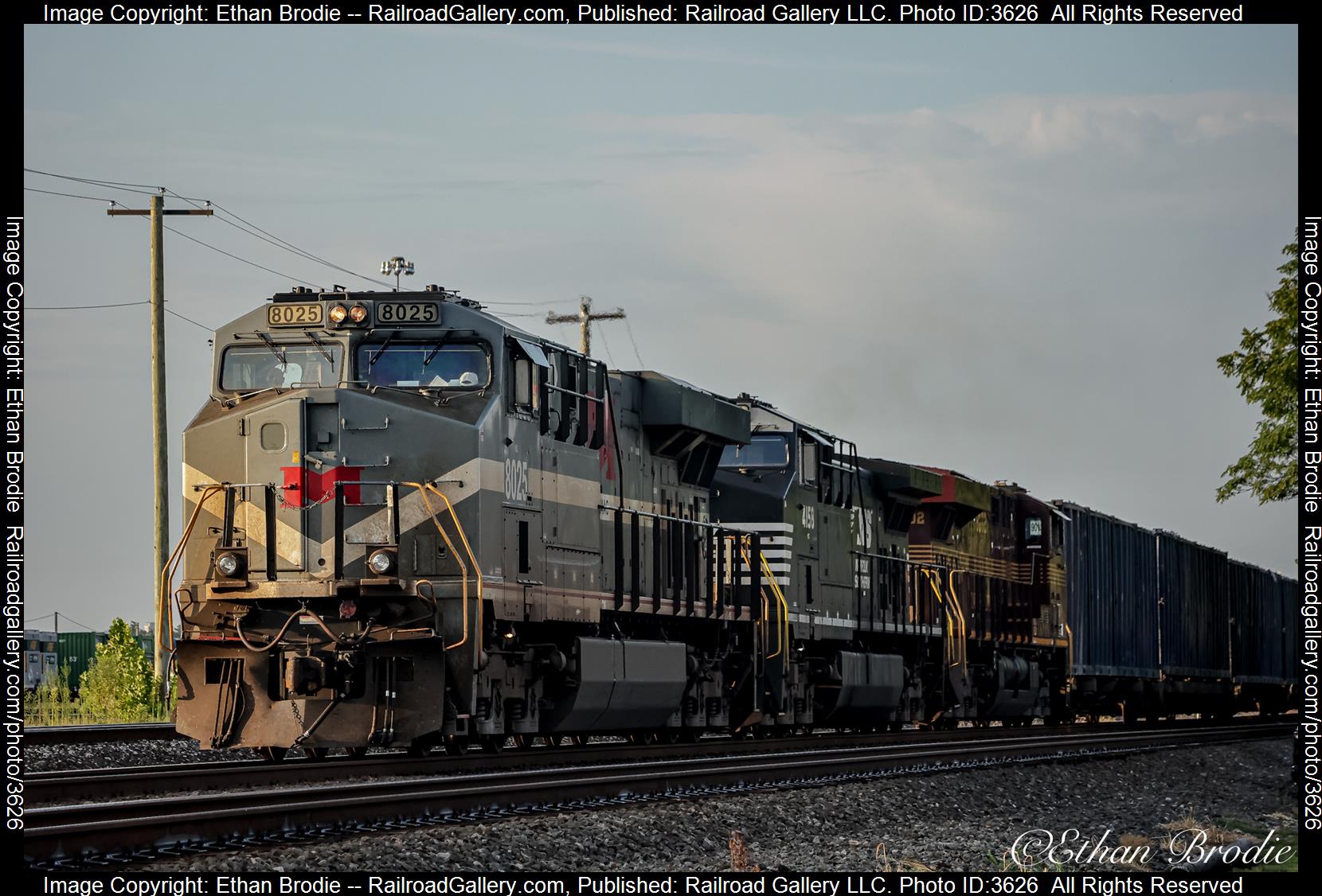 8025 8102 is a class ES44AC and  is pictured in Harrisburg, Pennsylvania, United States.  This was taken along the Pittsburgh Line on the Norfolk Southern. Photo Copyright: Ethan Brodie uploaded to Railroad Gallery on 08/04/2024. This photograph of 8025 8102 was taken on Saturday, August 03, 2024. All Rights Reserved. 