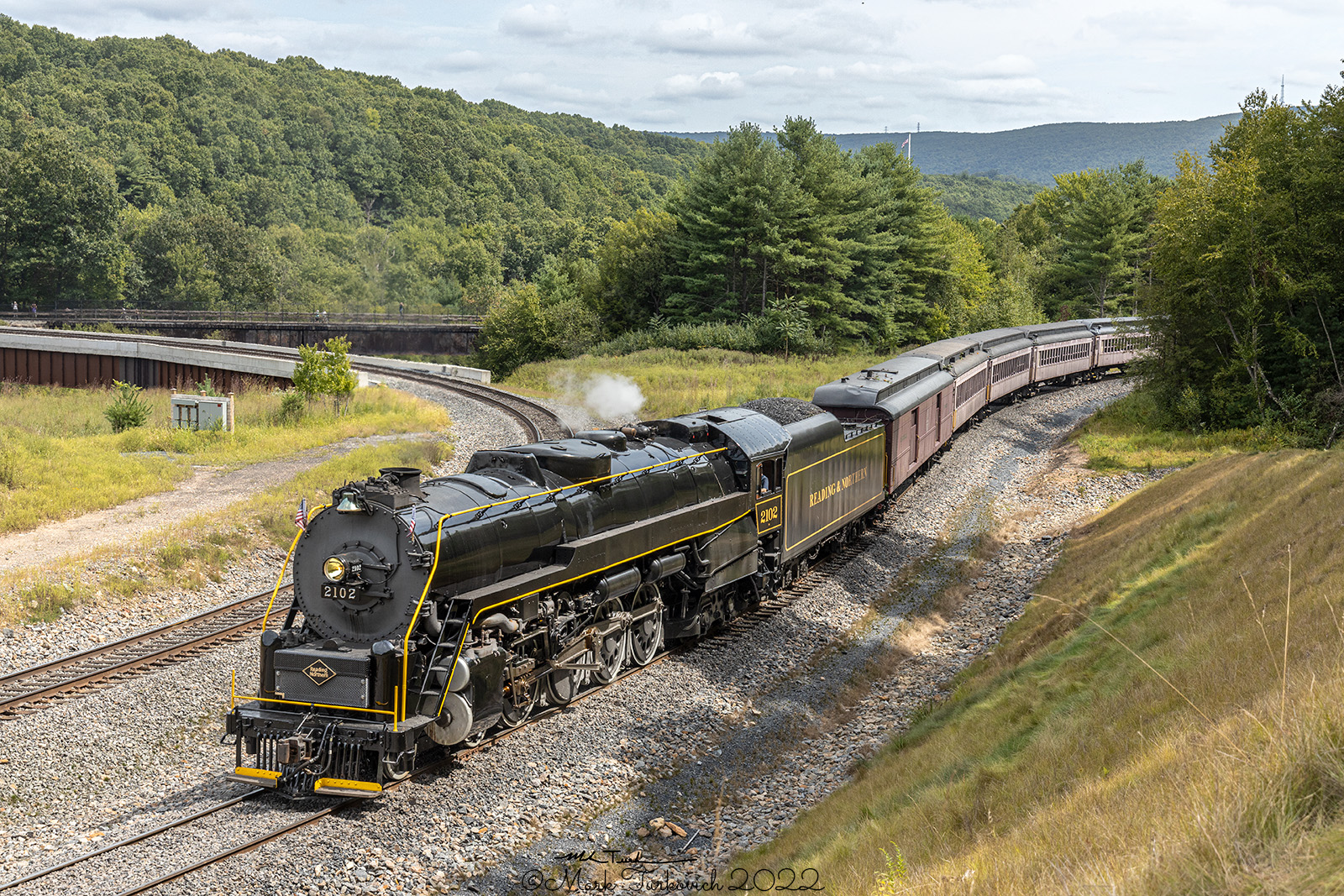 RDG 2102 is a class T-1 and  is pictured in Nesquehoning, Pennsylvania, USA.  This was taken along the Nesquehoning Junction on the Reading Company. Photo Copyright: Mark Turkovich uploaded to Railroad Gallery on 12/09/2022. This photograph of RDG 2102 was taken on Saturday, September 03, 2022. All Rights Reserved. 