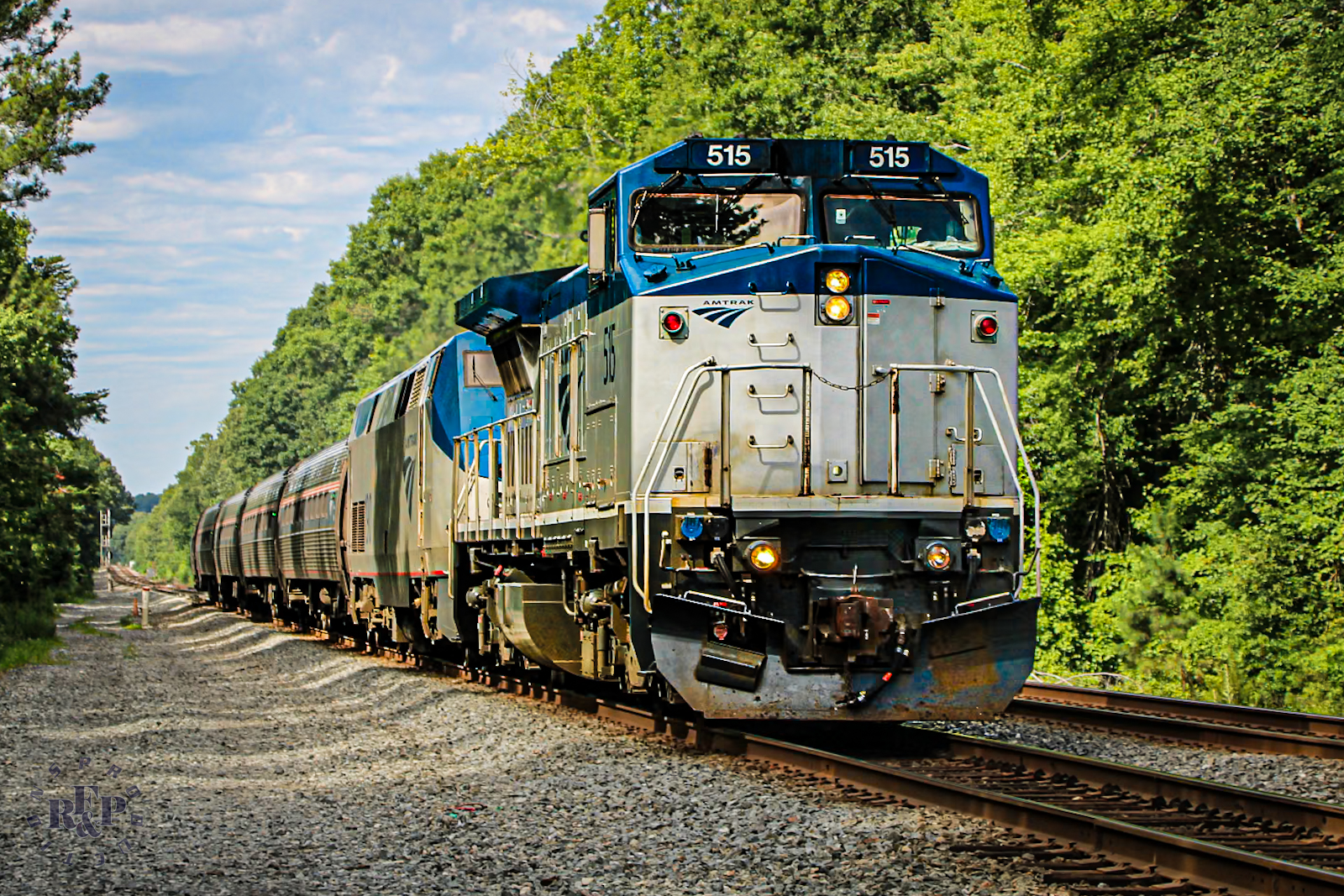 AMTK 515 is a class GE P32BWH (Dash 8-32BWH) and  is pictured in Arkendale, Virginia, USA.  This was taken along the RF&P Subdivision on the Amtrak. Photo Copyright: RF&P Productions uploaded to Railroad Gallery on 08/07/2024. This photograph of AMTK 515 was taken on Monday, June 24, 2024. All Rights Reserved. 