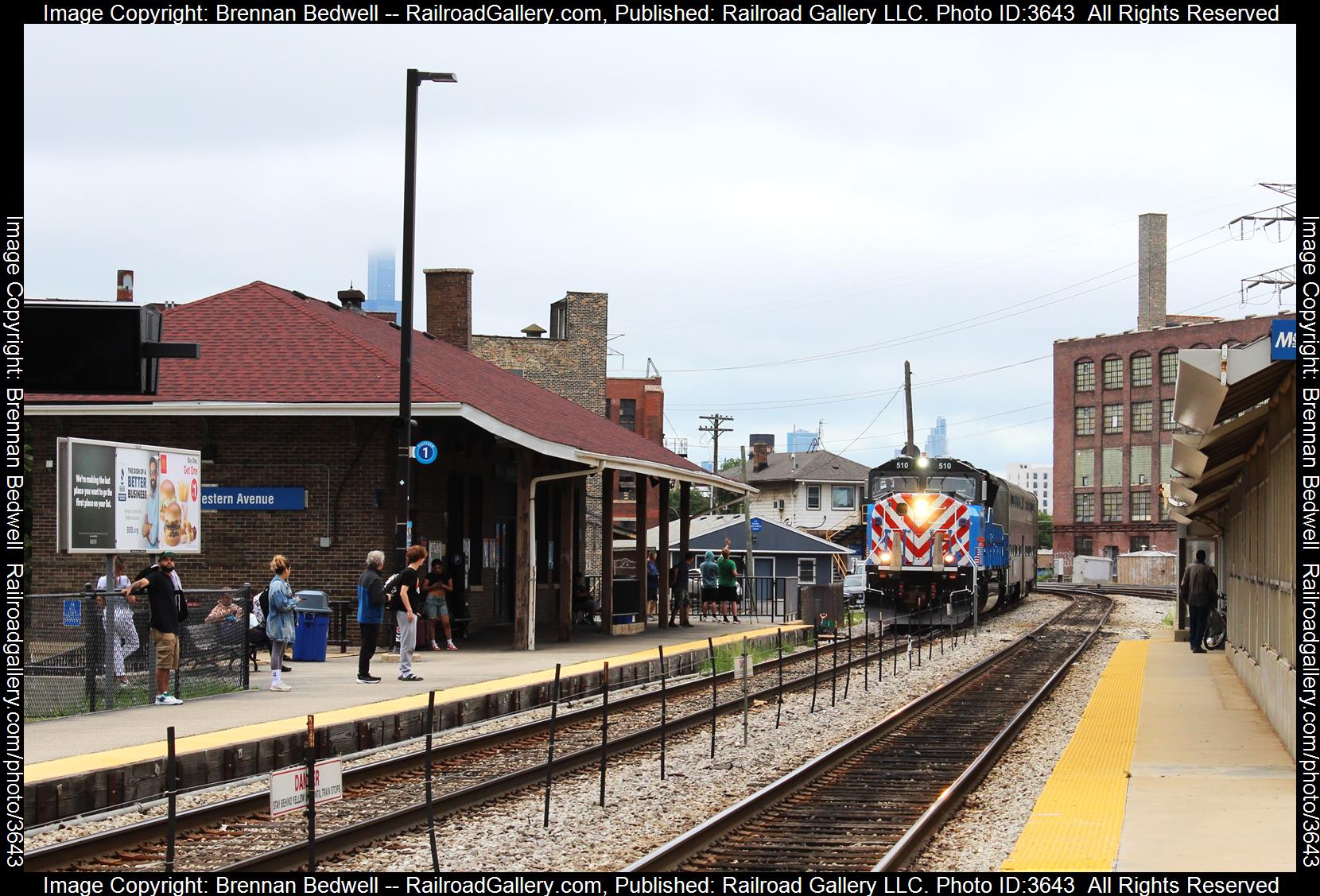 METX 510 is a class SD70MACH and  is pictured in Chicago, Illinois, United States.  This was taken along the Milwaukee District on the Metra. Photo Copyright: Brennan Bedwell uploaded to Railroad Gallery on 08/07/2024. This photograph of METX 510 was taken on Tuesday, August 06, 2024. All Rights Reserved. 