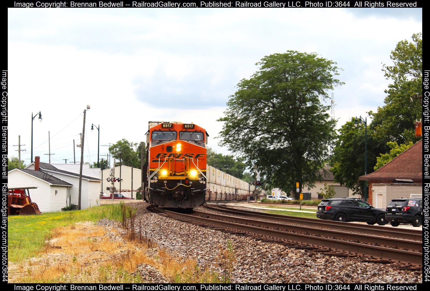 BNSF 6517 is a class ES44C4 and  is pictured in Coal City, Illinois, United States.  This was taken along the Chillicothe Subdivision on the BNSF Railway. Photo Copyright: Brennan Bedwell uploaded to Railroad Gallery on 08/08/2024. This photograph of BNSF 6517 was taken on Wednesday, August 07, 2024. All Rights Reserved. 