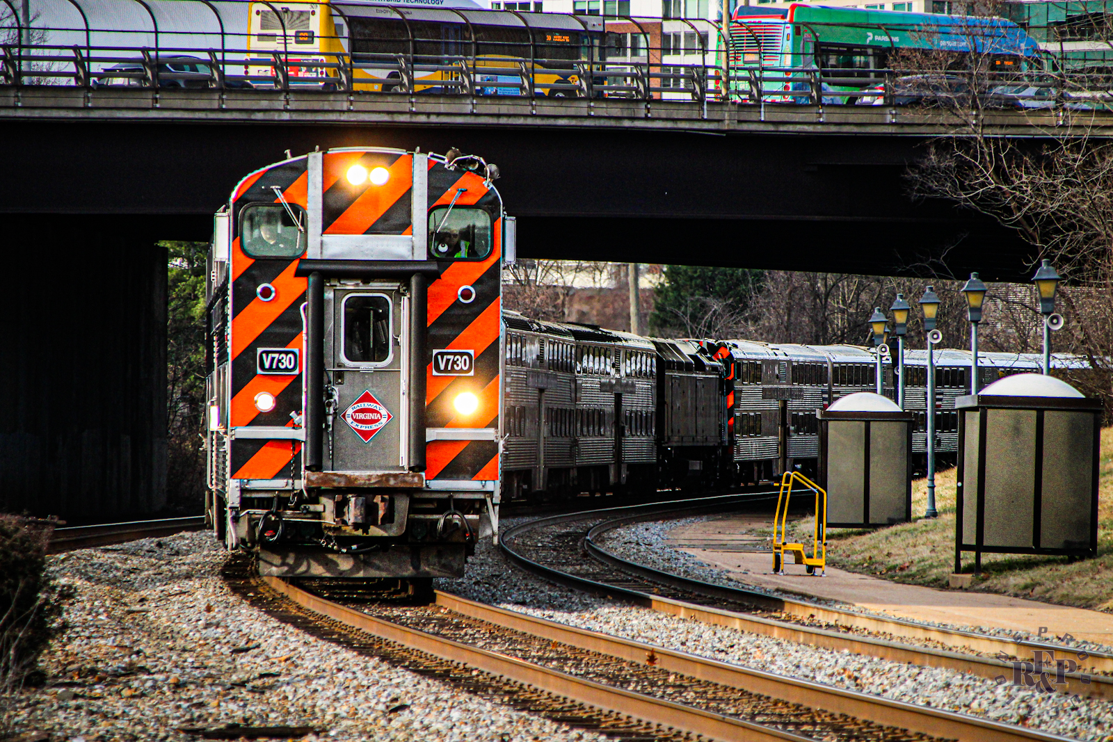 VRE V730 is a class Gallery IV Cab Car and  is pictured in Alexandria, Virginia, USA.  This was taken along the RF&P Subdivison on the Virginia Railway Express. Photo Copyright: RF&P Productions uploaded to Railroad Gallery on 08/08/2024. This photograph of VRE V730 was taken on Friday, February 16, 2024. All Rights Reserved. 