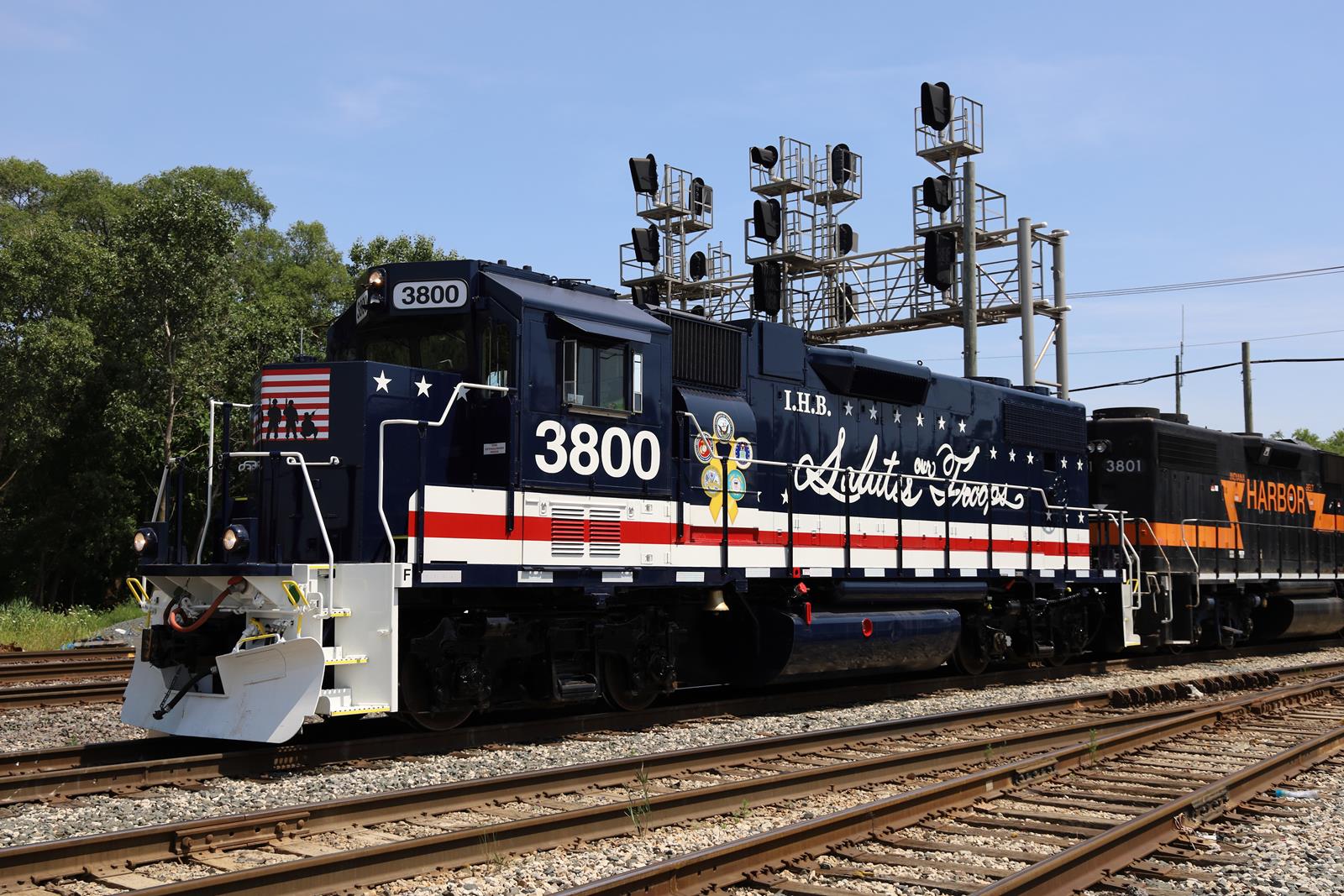 IHB 3800 is a class EMD GP38-2 and  is pictured in Dolton, Illinois, USA.  This was taken along the IHB Mainline on the Indiana Harbor Belt Railroad. Photo Copyright: Marc Lingenfelter uploaded to Railroad Gallery on 12/10/2022. This photograph of IHB 3800 was taken on Thursday, August 05, 2021. All Rights Reserved. 