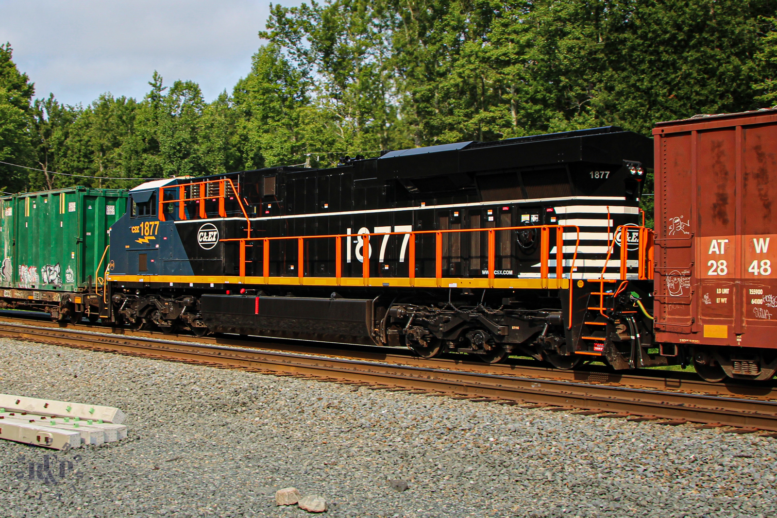 CSXT 1877 is a class GE ES44AH and  is pictured in Arkendale, Virginia, USA.  This was taken along the RF&P Subdivision on the CSX Transportation. Photo Copyright: RF&P Productions uploaded to Railroad Gallery on 08/12/2024. This photograph of CSXT 1877 was taken on Tuesday, August 06, 2024. All Rights Reserved. 