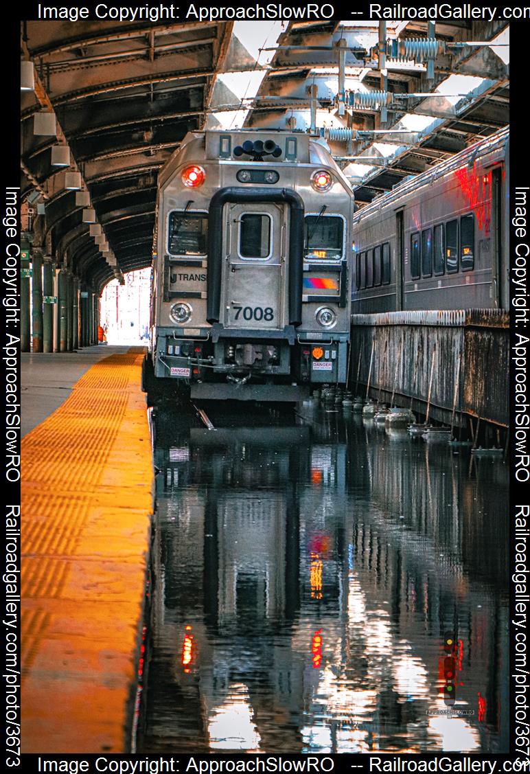 NJTR 7008 is a class Bombardier Multilevel I Cabcar and  is pictured in Hoboken, New Jersey, USA.  This was taken along the Hoboken Terminal on the New Jersey Trainsit. Photo Copyright: ApproachSlowRO   uploaded to Railroad Gallery on 08/13/2024. This photograph of NJTR 7008 was taken on Sunday, October 01, 2023. All Rights Reserved. 