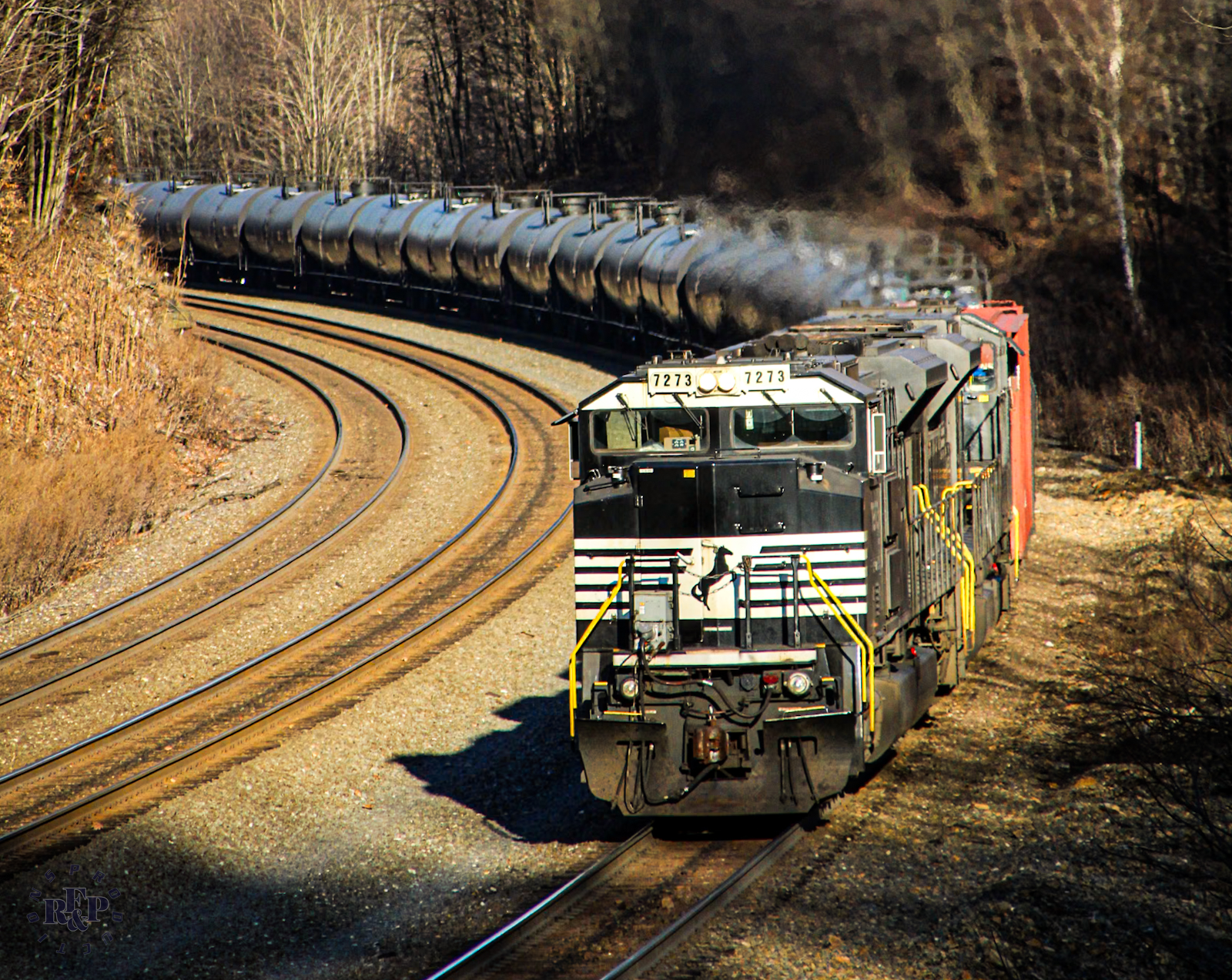 NS 7273 is a class EMD SD70ACU and  is pictured in Cassandra, Pennsylvania, USA.  This was taken along the Pittsburgh Line on the Norfolk Southern. Photo Copyright: RF&P Productions uploaded to Railroad Gallery on 08/13/2024. This photograph of NS 7273 was taken on Friday, December 15, 2023. All Rights Reserved. 