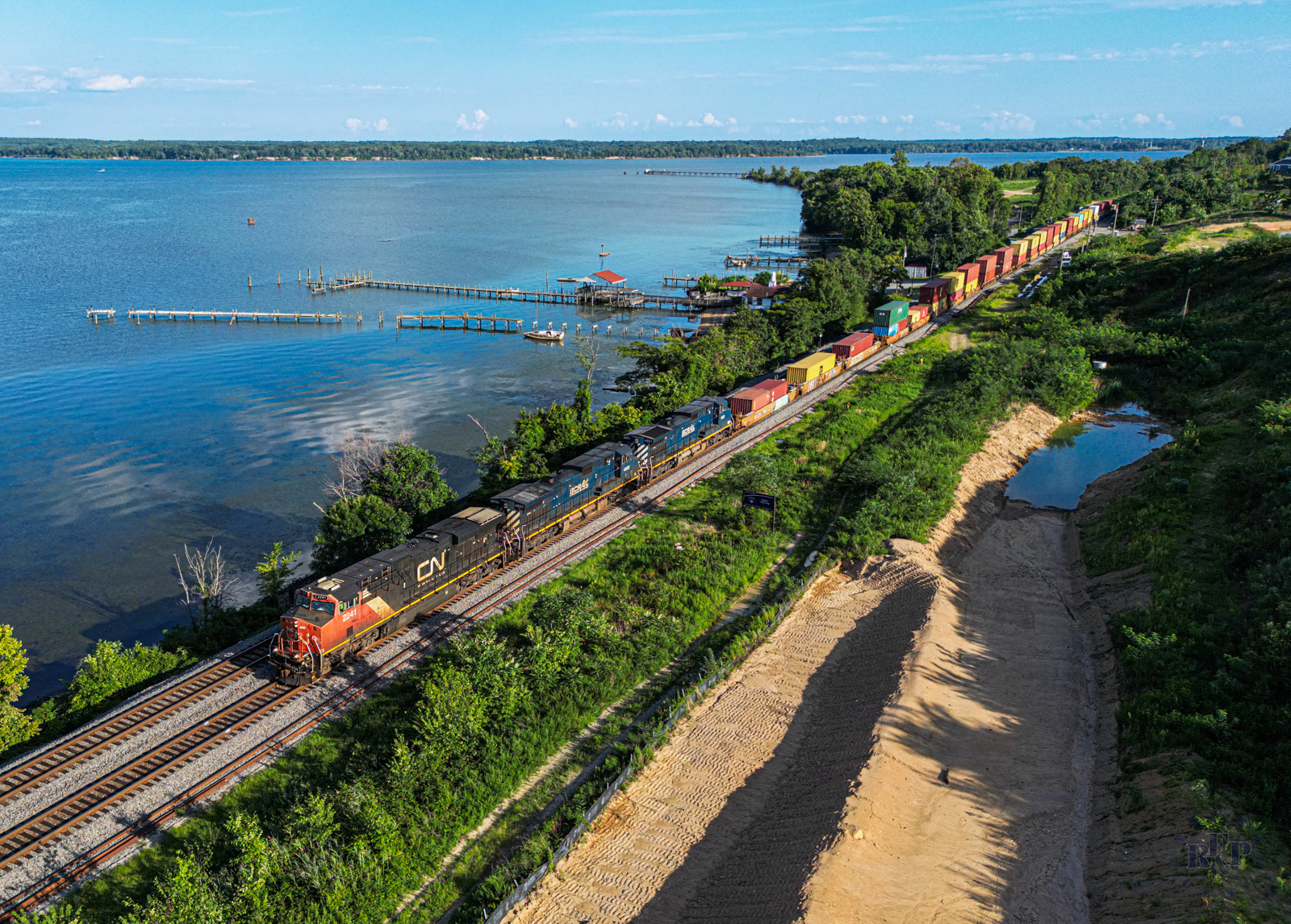 CN 2241 is a class GE ES44DC and  is pictured in Dumfries, Virginia, USA.  This was taken along the RF&P Subdivision on the Canadian National Railway. Photo Copyright: RF&P Productions uploaded to Railroad Gallery on 08/14/2024. This photograph of CN 2241 was taken on Tuesday, August 13, 2024. All Rights Reserved. 