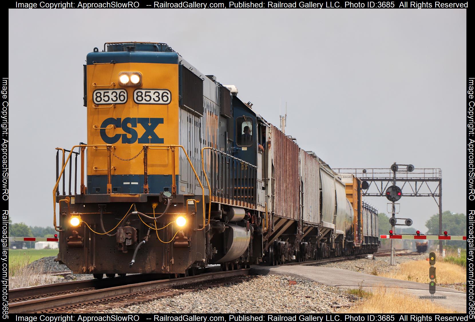 CSXT 8536 is a class EMD SD50-3 and  is pictured in South Deshler, Ohio, USA.  This was taken along the Toledo Subdivision on the CSX Transportation. Photo Copyright: ApproachSlowRO   uploaded to Railroad Gallery on 08/17/2024. This photograph of CSXT 8536 was taken on Friday, June 30, 2023. All Rights Reserved. 