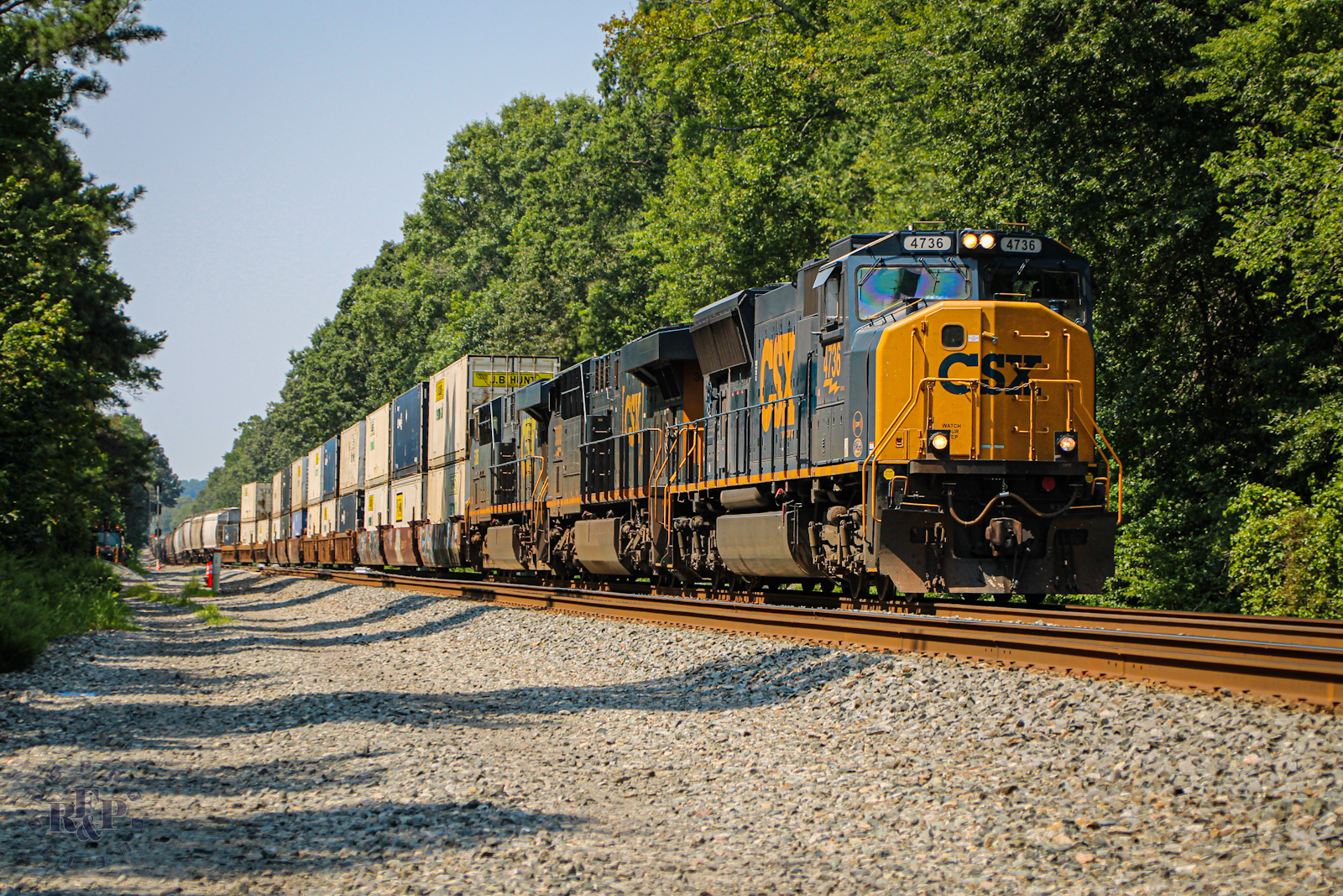 CSXT 4736 is a class EMD SD70AC and  is pictured in Arkendale, Virginia, USA.  This was taken along the RF&P Subdivision on the CSX Transportation. Photo Copyright: RF&P Productions uploaded to Railroad Gallery on 08/20/2024. This photograph of CSXT 4736 was taken on Thursday, August 01, 2024. All Rights Reserved. 