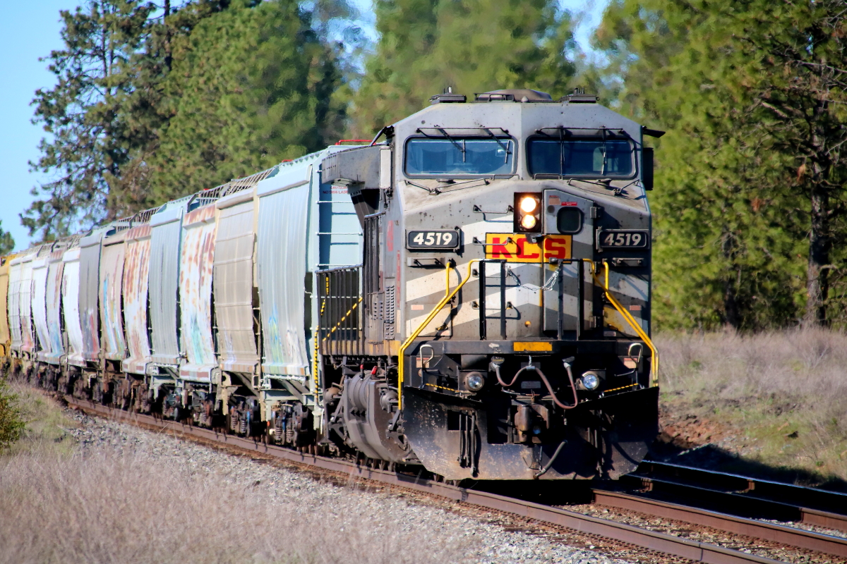 KCS  is a class GE AC4400CW and  is pictured in Cheney, Washington, USA.  This was taken along the Ayers/UP on the Kansas City Southern Railway. Photo Copyright: Rick Doughty uploaded to Railroad Gallery on 08/21/2024. This photograph of KCS  was taken on Saturday, April 20, 2024. All Rights Reserved. 