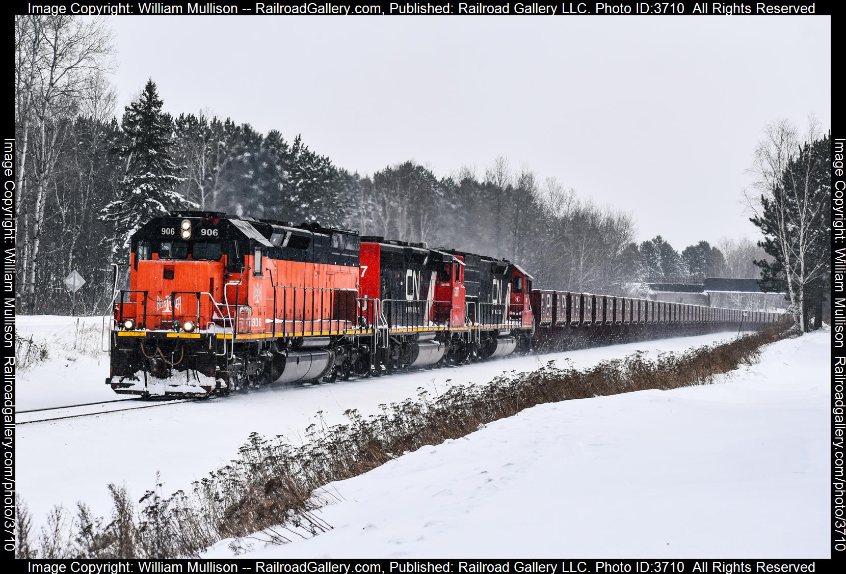 BLE 906 is a class SD40-3 and  is pictured in Munger, Minnesota, United States.  This was taken along the CN Missabe Subdivision on the Canadian National Railway. Photo Copyright: William Mullison uploaded to Railroad Gallery on 08/21/2024. This photograph of BLE 906 was taken on Wednesday, March 27, 2024. All Rights Reserved. 