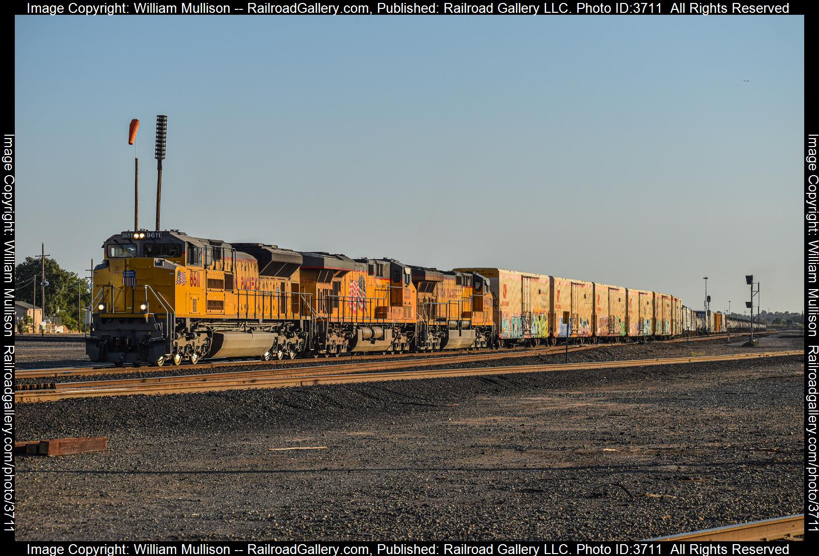 UP 8611 is a class SD70ACe and  is pictured in Roseville, California, United States.  This was taken along the UP Roseville Subdivision  on the Union Pacific Railroad. Photo Copyright: William Mullison uploaded to Railroad Gallery on 08/21/2024. This photograph of UP 8611 was taken on Monday, July 15, 2024. All Rights Reserved. 