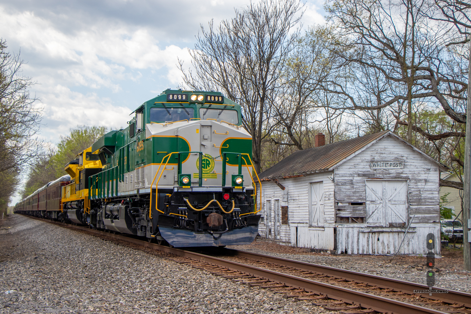 NS 8099 is a class GE ES44AC and  is pictured in White Post, Virginia, USA.  This was taken along the Hagerstown District on the Norfolk Southern. Photo Copyright: ApproachSlowRO   uploaded to Railroad Gallery on 08/22/2024. This photograph of NS 8099 was taken on Monday, April 15, 2024. All Rights Reserved. 