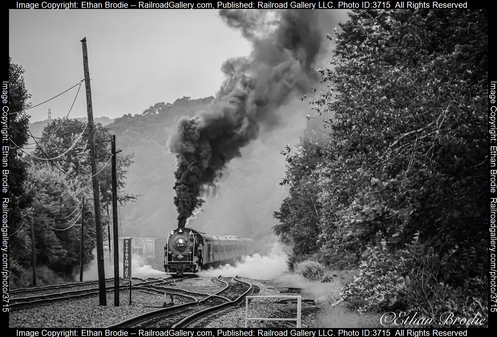 2102 is a class 4-8-4 and  is pictured in Pittston, Pennsylvania, United States.  This was taken along the Lehigh Division  on the Reading Blue Mountain and Northern Railroad. Photo Copyright: Ethan Brodie uploaded to Railroad Gallery on 08/23/2024. This photograph of 2102 was taken on Saturday, August 17, 2024. All Rights Reserved. 