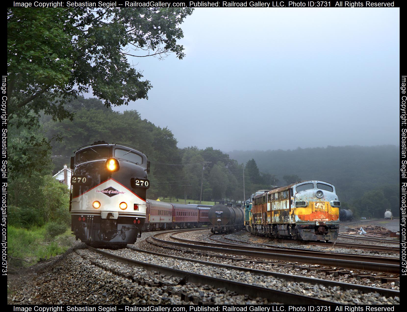 270 is a class F9A and  is pictured in Penobscot, PA, United States.  This was taken along the Lehigh Division on the Reading Blue Mountain and Northern Railroad. Photo Copyright: Sebastian Segiel uploaded to Railroad Gallery on 08/26/2024. This photograph of 270 was taken on Sunday, August 18, 2024. All Rights Reserved. 