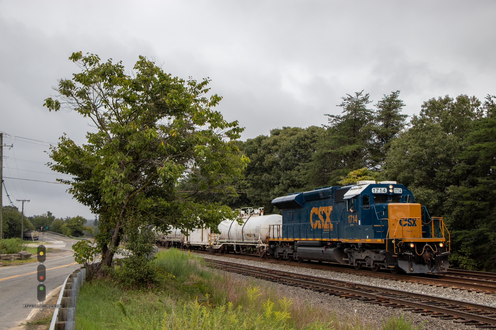 CSXT 1714 is a class GE SD23T4 and  is pictured in Lorton, Virginia, USA.  This was taken along the RF&P Subdivision on the CSX Transportation. Photo Copyright: ApproachSlowRO   uploaded to Railroad Gallery on 08/31/2024. This photograph of CSXT 1714 was taken on Friday, August 30, 2024. All Rights Reserved. 