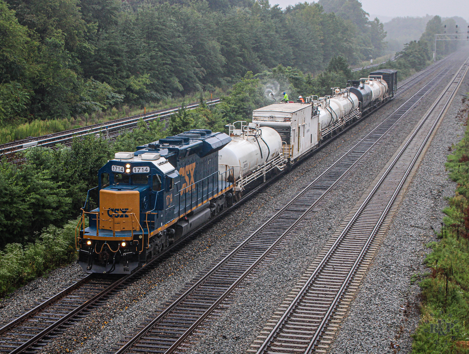 CSXT 1714 is a class EMD SD23T4 and  is pictured in Franconia, Virginia, USA.  This was taken along the RF&P Subdivision on the CSX Transportation. Photo Copyright: RF&P Productions uploaded to Railroad Gallery on 08/31/2024. This photograph of CSXT 1714 was taken on Friday, August 30, 2024. All Rights Reserved. 