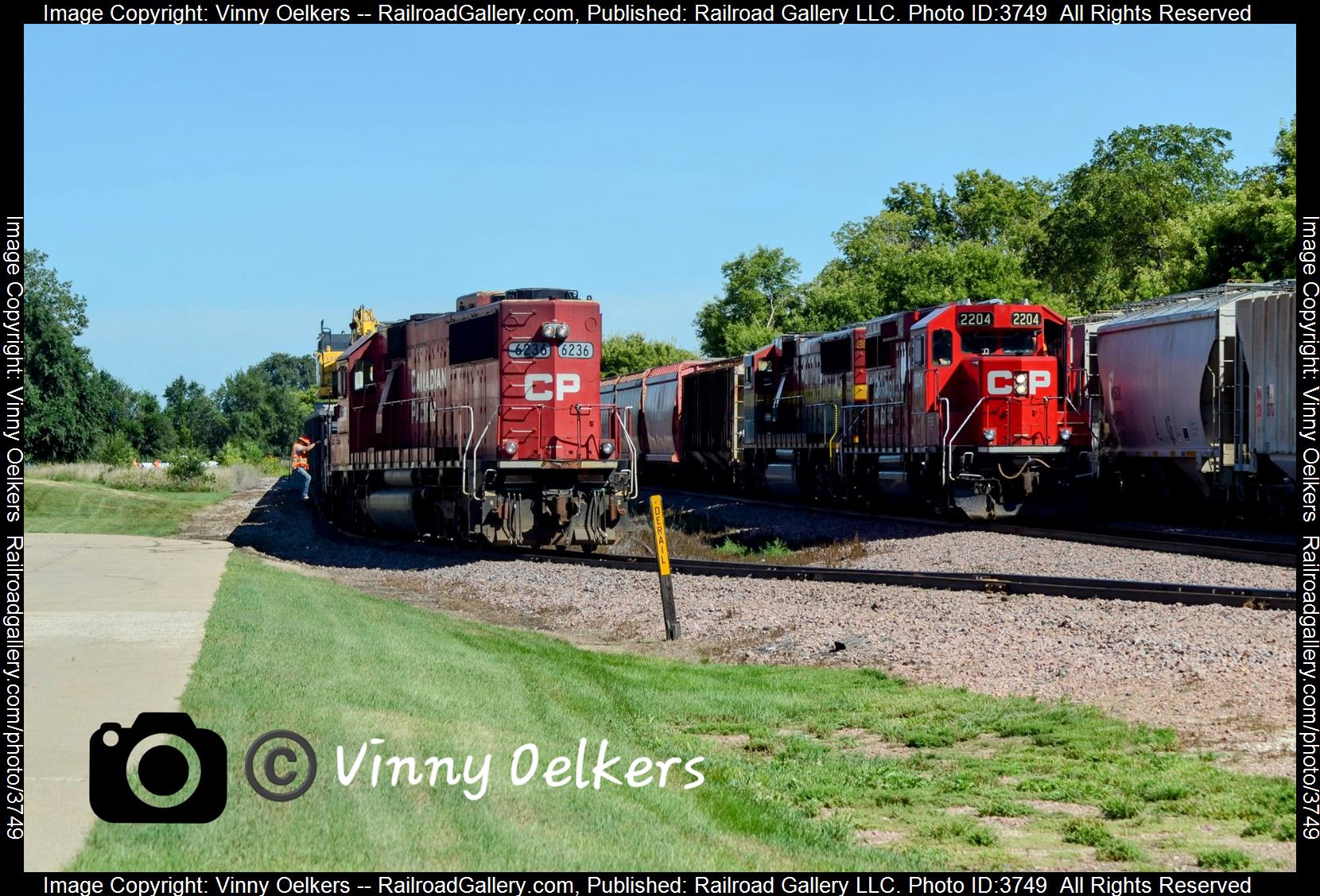 CP 6236  is a class SD60 and  is pictured in Spencer, IA, United States.  This was taken along the Sheldon Subdivision  on the Canadian Pacific Railway. Photo Copyright: Vinny Oelkers uploaded to Railroad Gallery on 08/31/2024. This photograph of CP 6236  was taken on Friday, August 30, 2024. All Rights Reserved. 