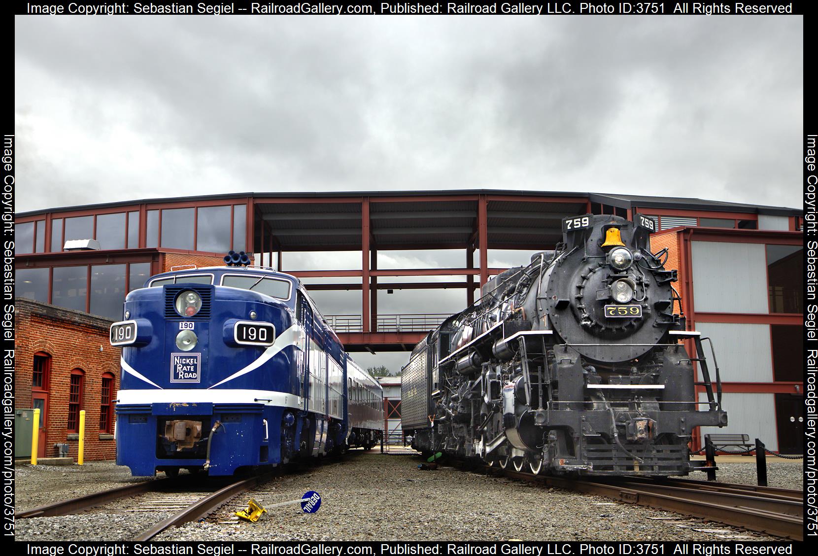 190 / 759 is a class PA-1 / 2-8-4 and  is pictured in Scranton, PA, United States.  This was taken along the Steamtown on the Steamtown NHS. Photo Copyright: Sebastian Segiel uploaded to Railroad Gallery on 09/01/2024. This photograph of 190 / 759 was taken on Friday, August 30, 2024. All Rights Reserved. 