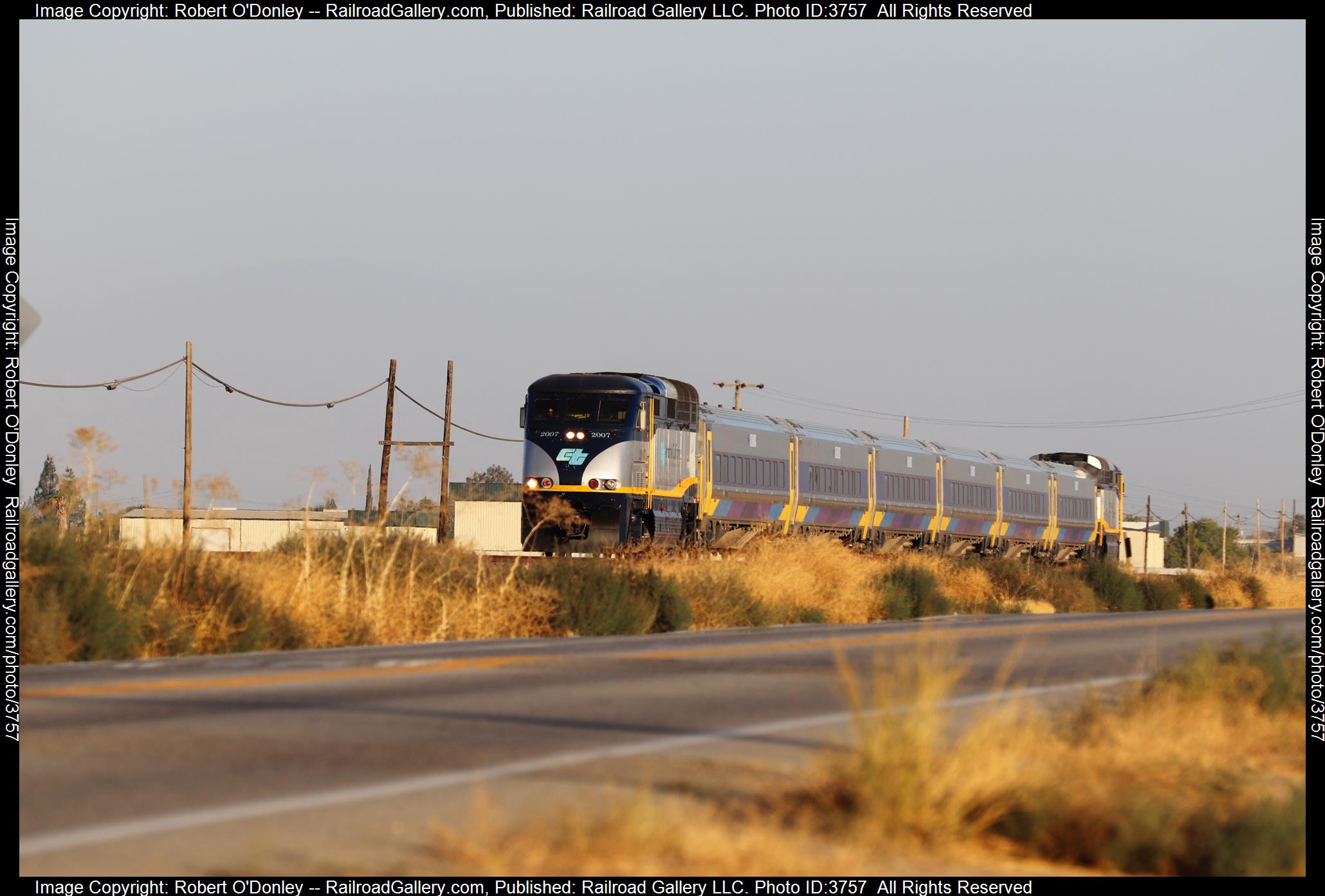 2007 is a class F59 PHI  and  is pictured in Bakersfield , California, USA.  This was taken along the Kern County  on the Amtrak. Photo Copyright: Robert O'Donley uploaded to Railroad Gallery on 09/02/2024. This photograph of 2007 was taken on Friday, August 30, 2024. All Rights Reserved. 