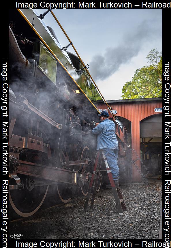 RDG 2102 is a class T-1 and  is pictured in Port Clinton, Pennsylvania, USA.  This was taken along the Reading & Northern Steam Shop on the Reading Company. Photo Copyright: Mark Turkovich uploaded to Railroad Gallery on 09/02/2024. This photograph of RDG 2102 was taken on Saturday, May 25, 2024. All Rights Reserved. 