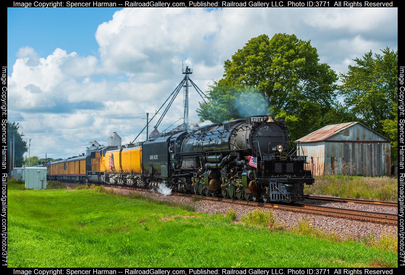 UP 4014 is a class 4-8-8-4 and  is pictured in Agnew, Illinois, USA.  This was taken along the Geneva Subdivision on the Union Pacific Railroad. Photo Copyright: Spencer Harman uploaded to Railroad Gallery on 09/07/2024. This photograph of UP 4014 was taken on Friday, September 06, 2024. All Rights Reserved. 