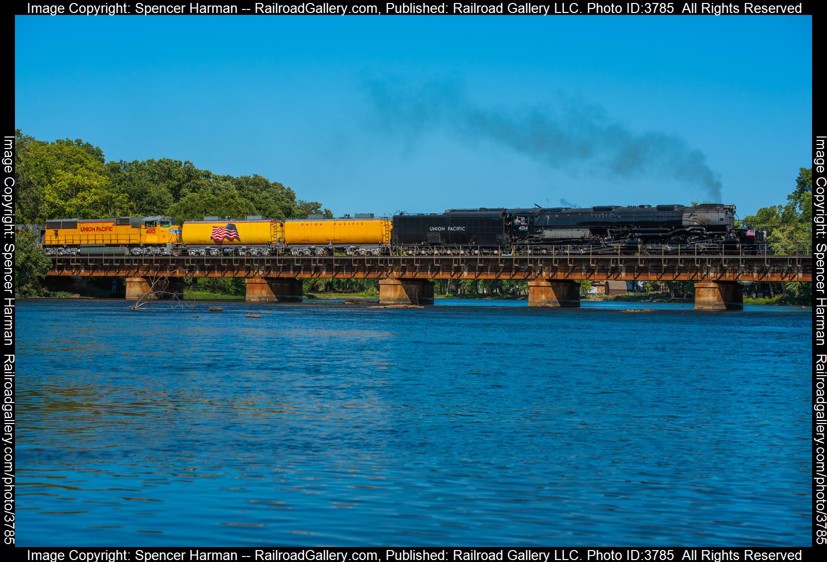 UP 4014 is a class 4-8-8-4 and  is pictured in Momence, Illinois, USA.  This was taken along the Villa Grove Subdivision on the Union Pacific Railroad. Photo Copyright: Spencer Harman uploaded to Railroad Gallery on 09/12/2024. This photograph of UP 4014 was taken on Monday, September 09, 2024. All Rights Reserved. 