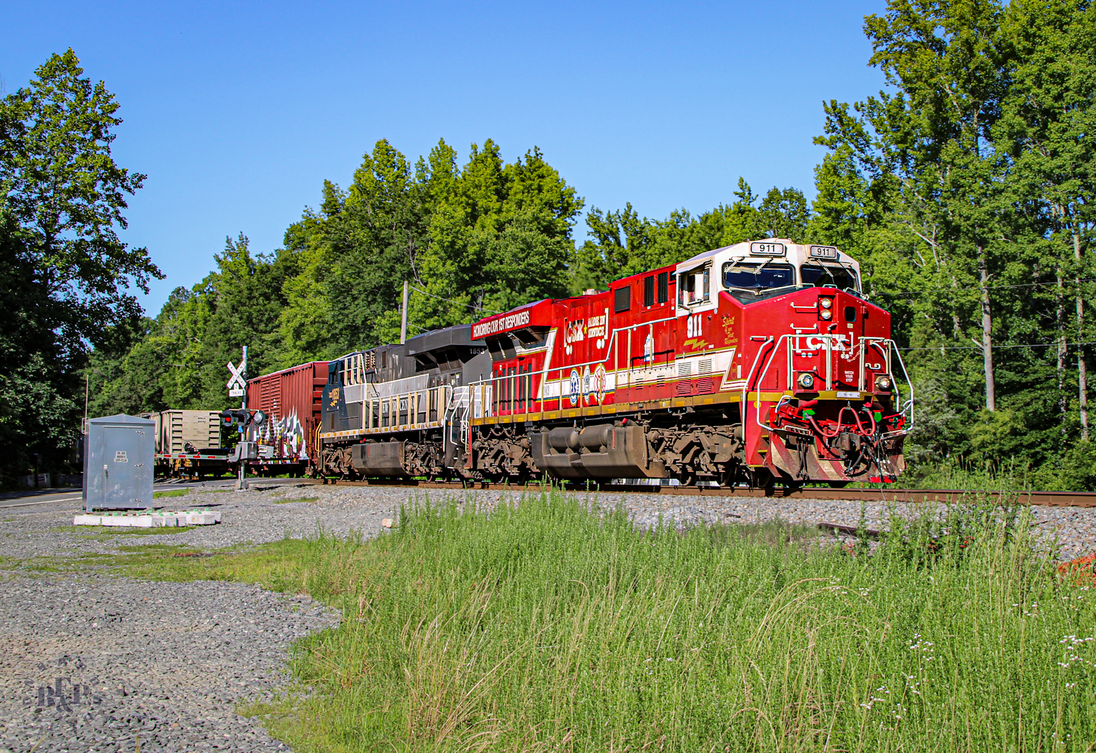 CSXT 911 is a class GE ES44AH and  is pictured in Arkendale, Virginia, USA.  This was taken along the RF&P Subdivision on the CSX Transportation. Photo Copyright: RF&P Productions uploaded to Railroad Gallery on 09/14/2024. This photograph of CSXT 911 was taken on Monday, June 10, 2024. All Rights Reserved. 