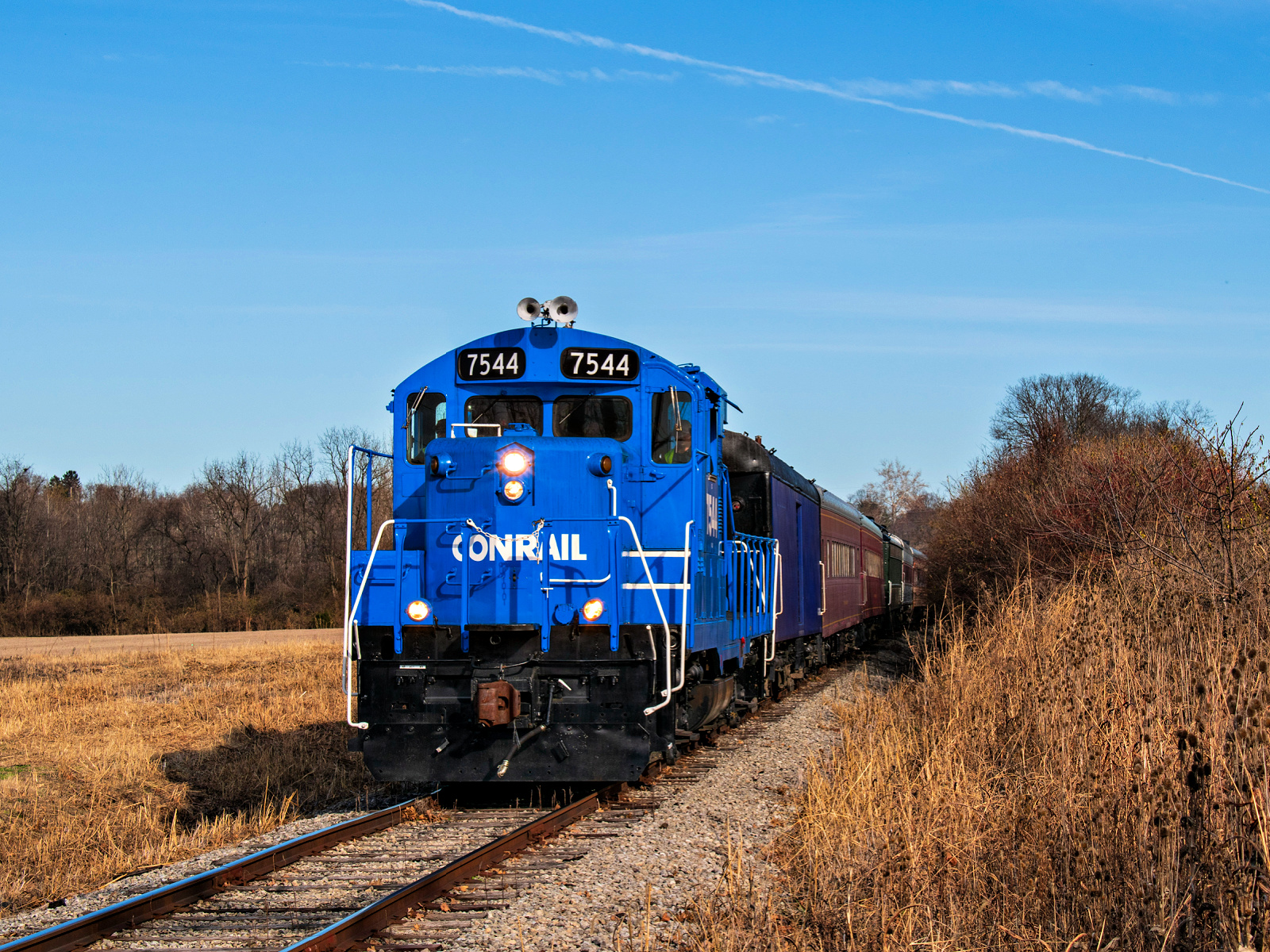 CRC 7544 is a class EMD GP10 and  is pictured in Lebanon, OH, United States.  This was taken along the LM&M Railroad on the Cincinnati Railway. Photo Copyright: David Rohdenburg uploaded to Railroad Gallery on 12/11/2022. This photograph of CRC 7544 was taken on Saturday, November 26, 2022. All Rights Reserved. 