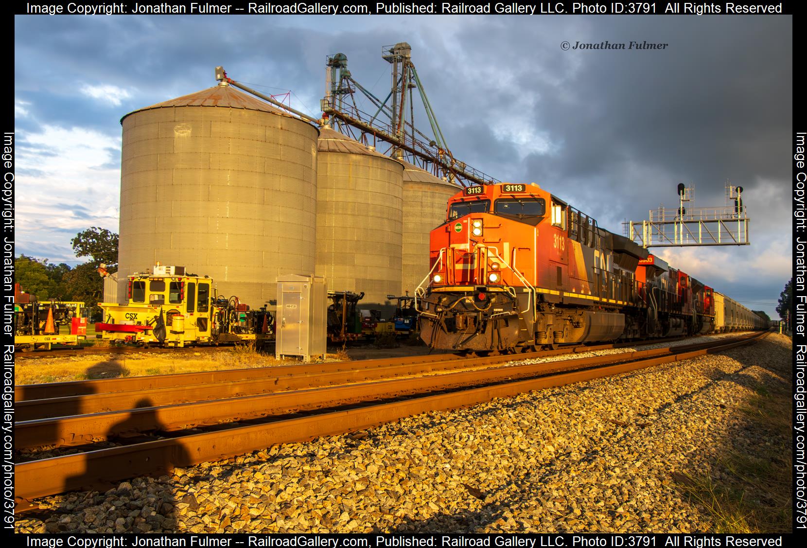 CN 3113 is a class GE ET44AC and  is pictured in Rebecca, Georgia, United States.  This was taken along the CSX Fitzgerald Sub on the Canadian National Railway. Photo Copyright: Jonathan Fulmer uploaded to Railroad Gallery on 09/16/2024. This photograph of CN 3113 was taken on Saturday, September 14, 2024. All Rights Reserved. 