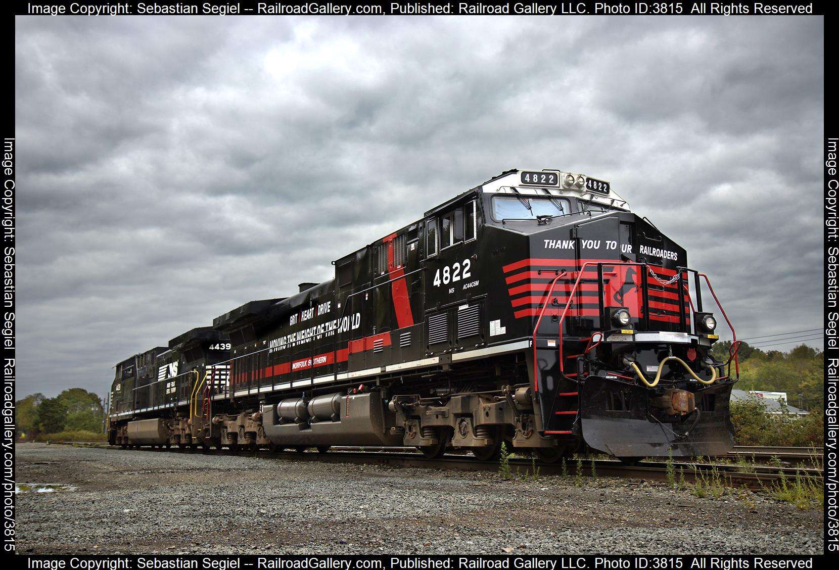 NS 4822 is a class AC44C6M and  is pictured in Binghamton , New York, United States.  This was taken along the East Binghamton Yard on the Norfolk Southern. Photo Copyright: Sebastian Segiel uploaded to Railroad Gallery on 09/27/2024. This photograph of NS 4822 was taken on Friday, September 27, 2024. All Rights Reserved. 