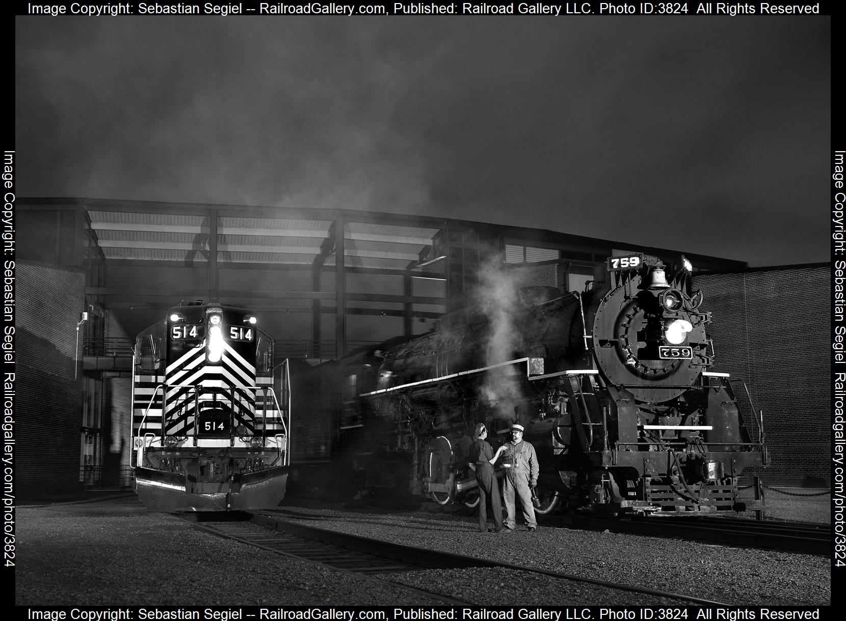 NKP 514 / 759 is a class GP9 / 2-8-4 and  is pictured in Scranton, PA, United States.  This was taken along the Steamtown NHS on the Steamtown NHS. Photo Copyright: Sebastian Segiel uploaded to Railroad Gallery on 10/01/2024. This photograph of NKP 514 / 759 was taken on Friday, August 30, 2024. All Rights Reserved. 