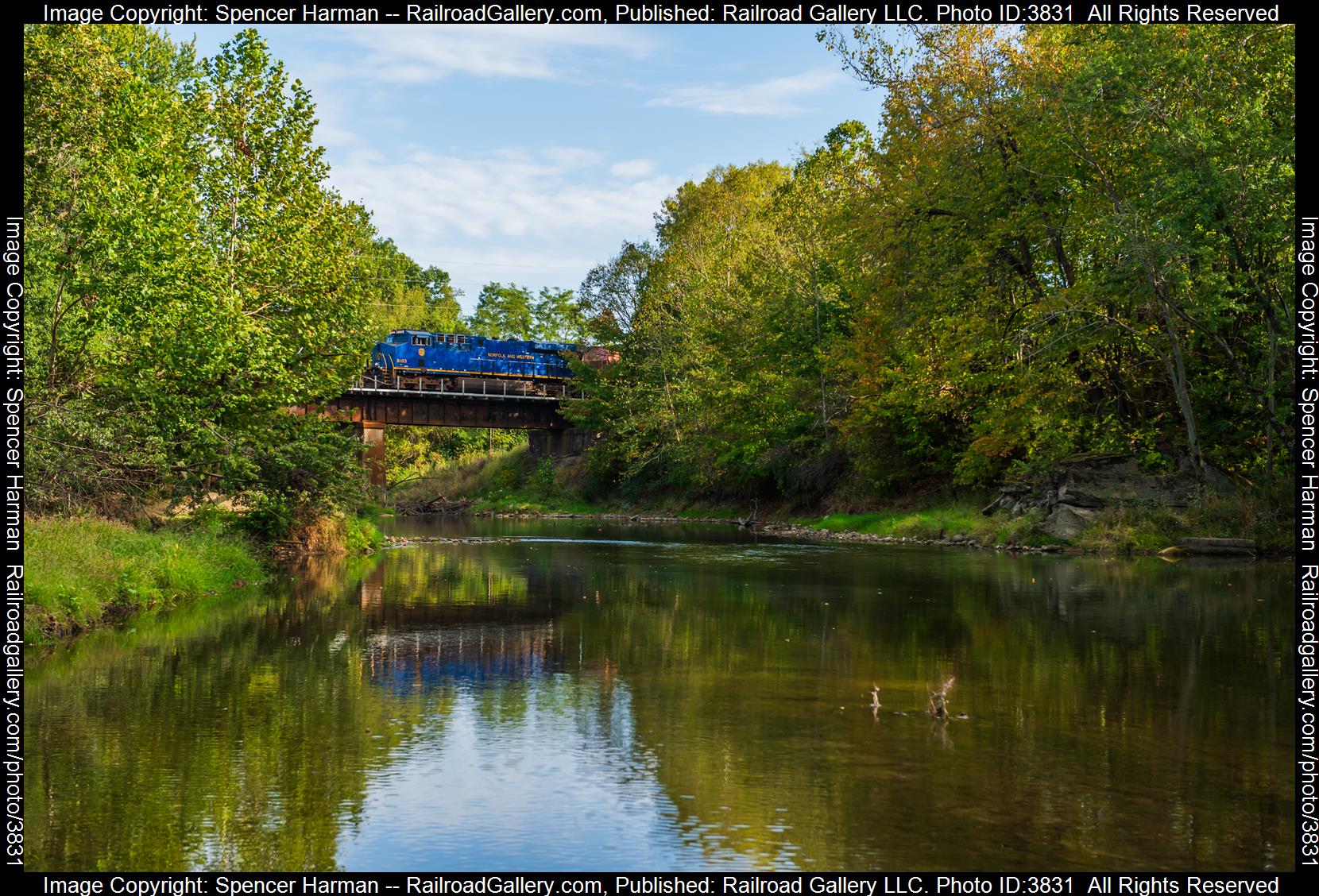 NS 8103 is a class GE ES44AC and  is pictured in North Manchester, Indiana, USA.  This was taken along the Marion Branch on the Norfolk Southern. Photo Copyright: Spencer Harman uploaded to Railroad Gallery on 10/06/2024. This photograph of NS 8103 was taken on Friday, October 04, 2024. All Rights Reserved. 