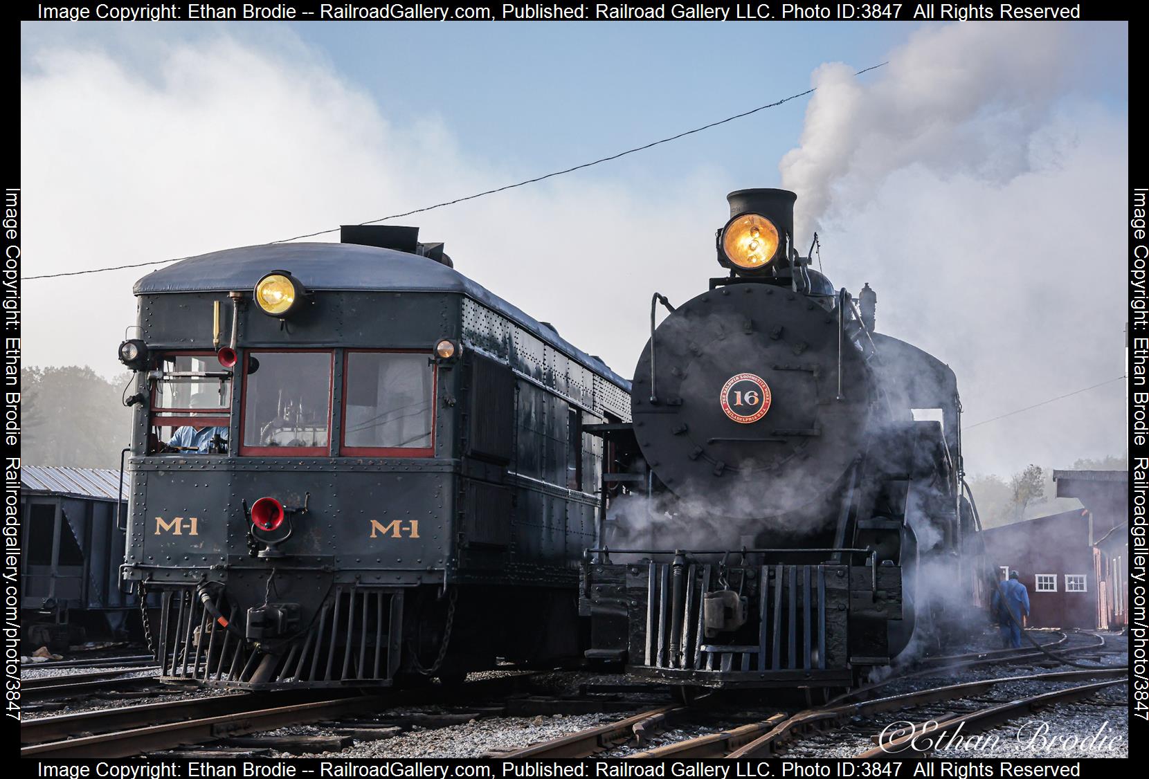 16 is a class 2-8-2 and  is pictured in Rockhill Furnace, Pennsylvania, United States.  This was taken along the N/A on the East Broad Top Railroad. Photo Copyright: Ethan Brodie uploaded to Railroad Gallery on 10/13/2024. This photograph of 16 was taken on Sunday, October 06, 2024. All Rights Reserved. 