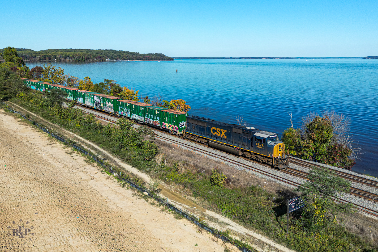 CSXT 4575 is a class EMD SD70AC and  is pictured in Dumfries, Virginia, USA.  This was taken along the RF&P Subdivision on the CSX Transportation. Photo Copyright: RF&P Productions uploaded to Railroad Gallery on 10/20/2024. This photograph of CSXT 4575 was taken on Saturday, October 19, 2024. All Rights Reserved. 