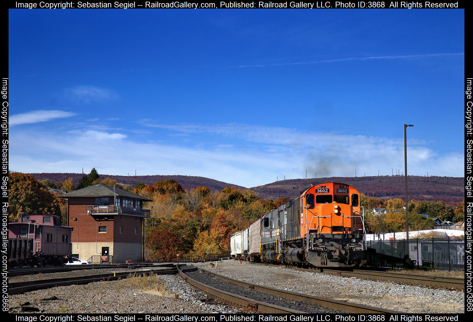 DL 3602 is a class M636 and  is pictured in Scranton, PA, United States.  This was taken along the Steamtown Yard on the Delaware Lackawanna. Photo Copyright: Sebastian Segiel uploaded to Railroad Gallery on 10/27/2024. This photograph of DL 3602 was taken on Friday, October 25, 2024. All Rights Reserved. 