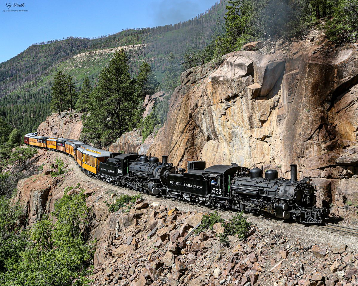 D&S 473, D&S 482 is a class 2-8-2 and  is pictured in Rockwood, Colorado, United States.  This was taken along the Durango & Silverton Narrow Gauge Railroad on the Denver and Rio Grande Western Railroad. Photo Copyright: Tylynn Smith uploaded to Railroad Gallery on 12/12/2022. This photograph of D&S 473, D&S 482 was taken on Wednesday, July 06, 2022. All Rights Reserved. 