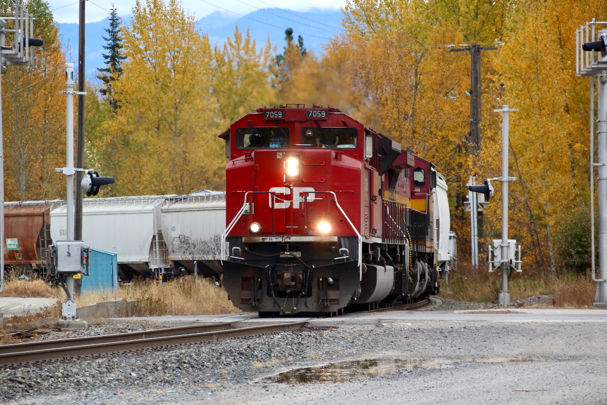 CP 7059 is a class EMD SD70ACU and  is pictured in Sandpoint, Idaho, USA.  This was taken along the Spokane/UP on the Canadian Pacific Railway. Photo Copyright: Rick Doughty uploaded to Railroad Gallery on 11/06/2024. This photograph of CP 7059 was taken on Friday, October 18, 2024. All Rights Reserved. 