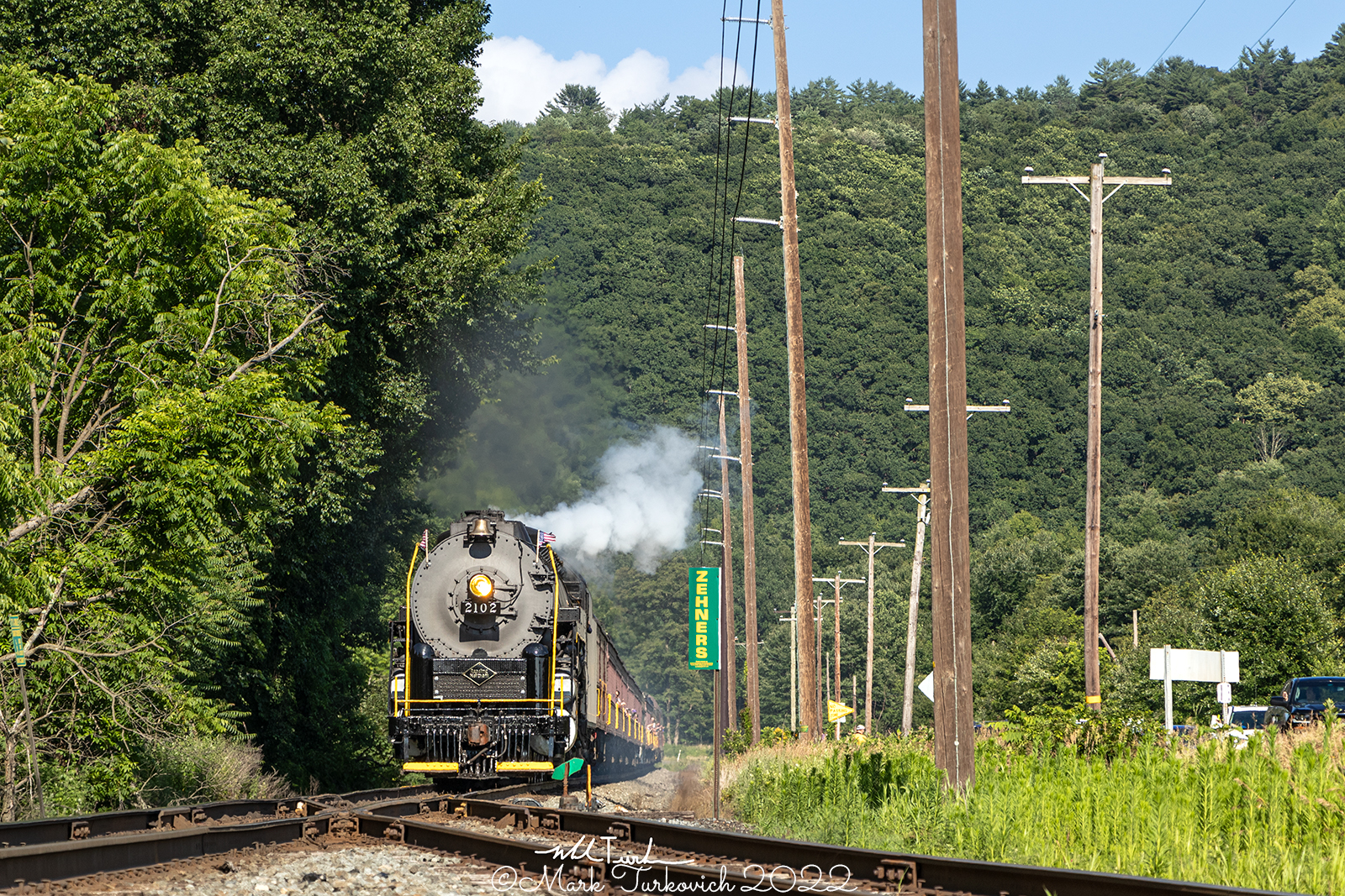 RDG 2102 is a class T-1 and  is pictured in South Tamaqua, Pennsylvania, USA.  This was taken along the Zehners on the Reading Company. Photo Copyright: Mark Turkovich uploaded to Railroad Gallery on 12/12/2022. This photograph of RDG 2102 was taken on Saturday, July 02, 2022. All Rights Reserved. 